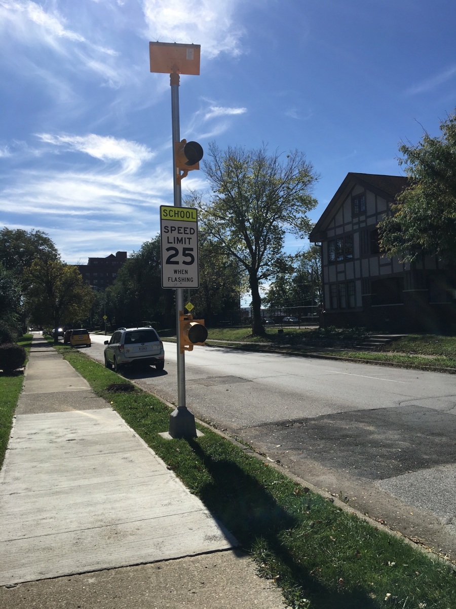 Solar powered School Zone flasher.