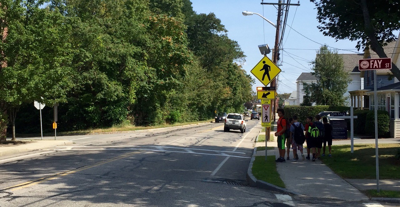 Westborough, MA, RRFB at crosswalk