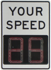 competitor radar speed sign with "ghosted" digits, making it harder to read