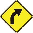 curve ahead sign icon