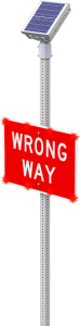 carmanah wrong way driver warning system with wrong way sign with flashing leds