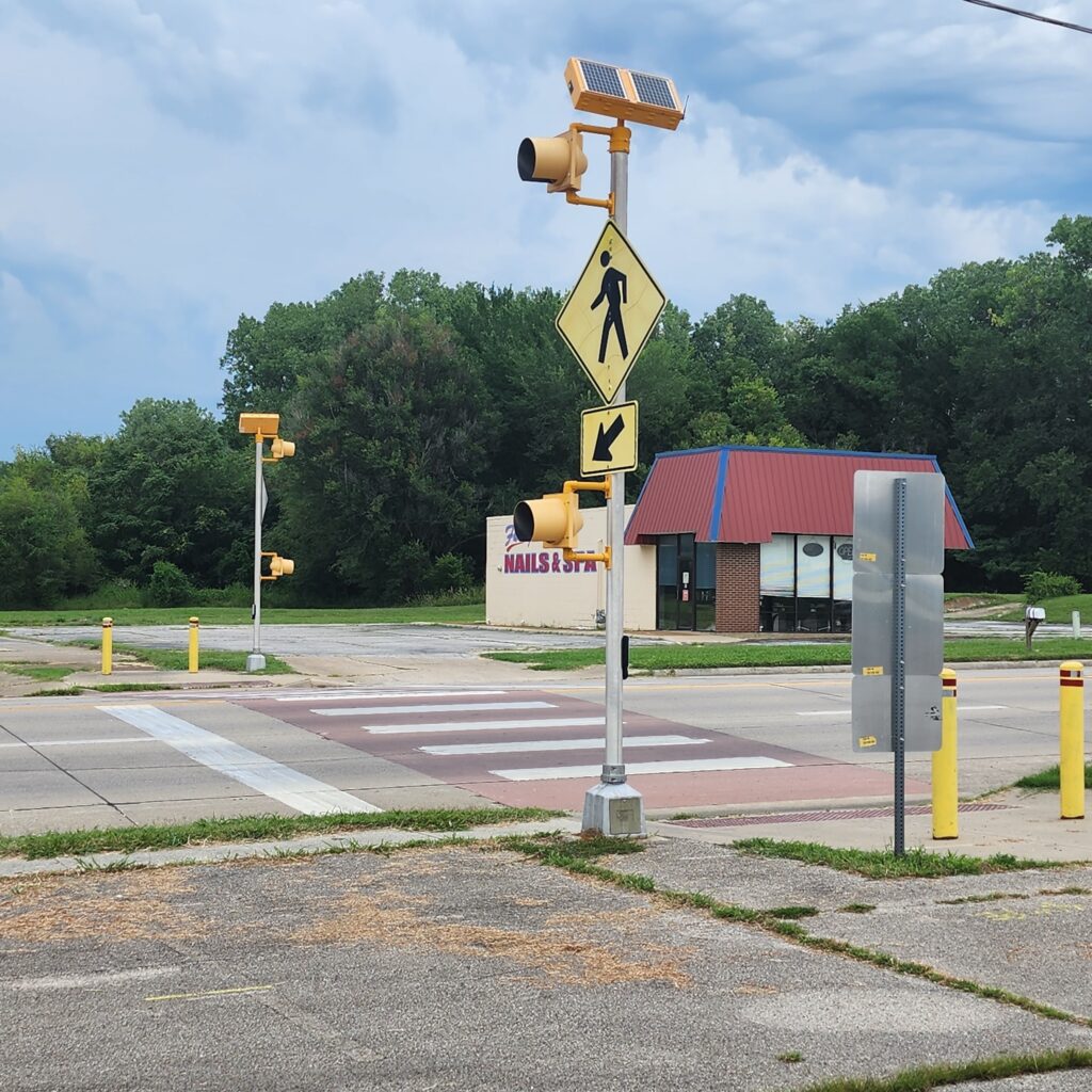 image of flashing beacon crosswalk system in Parsons