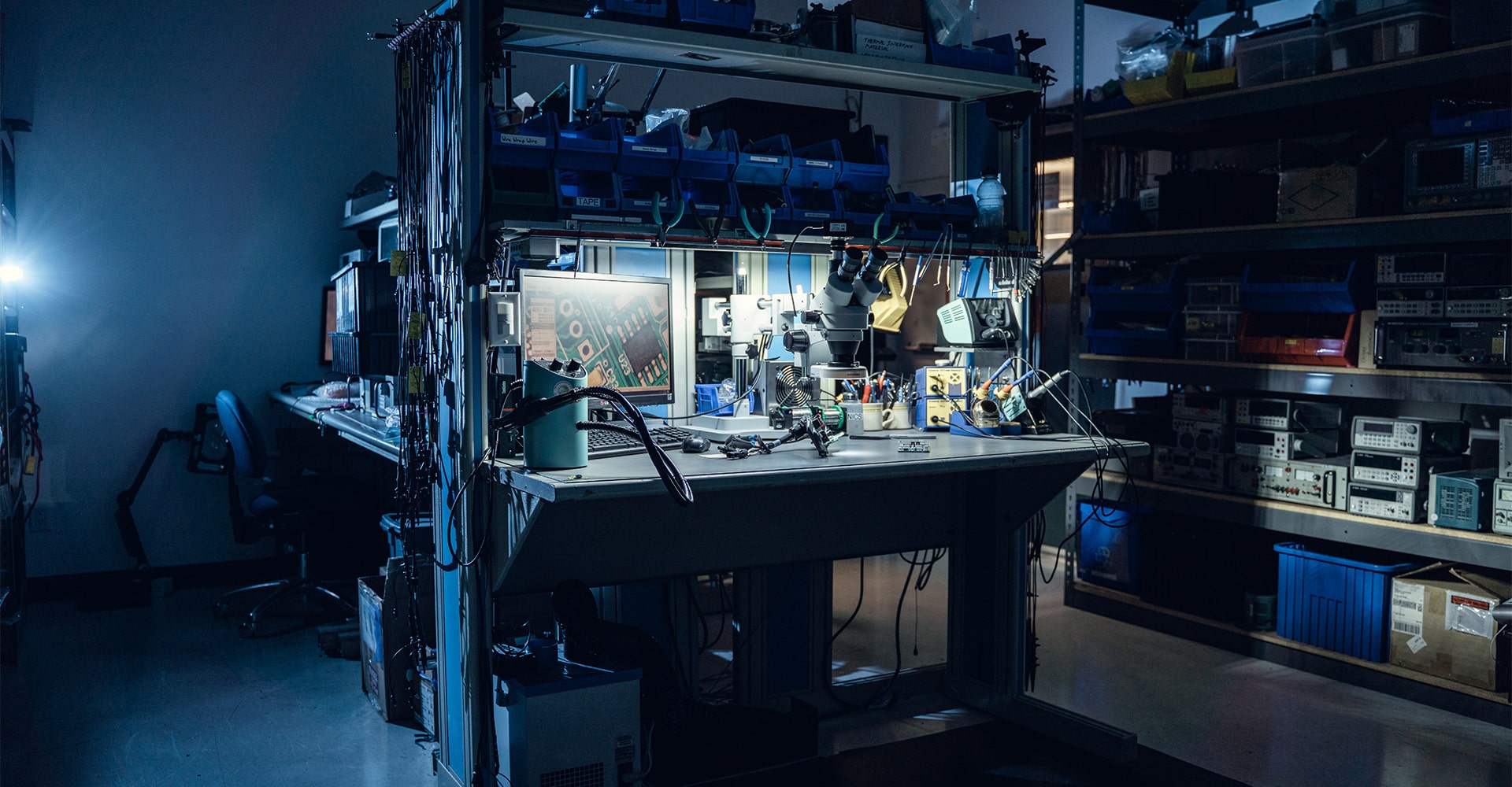 carmanah laboratory with power equipment and circuit board testing