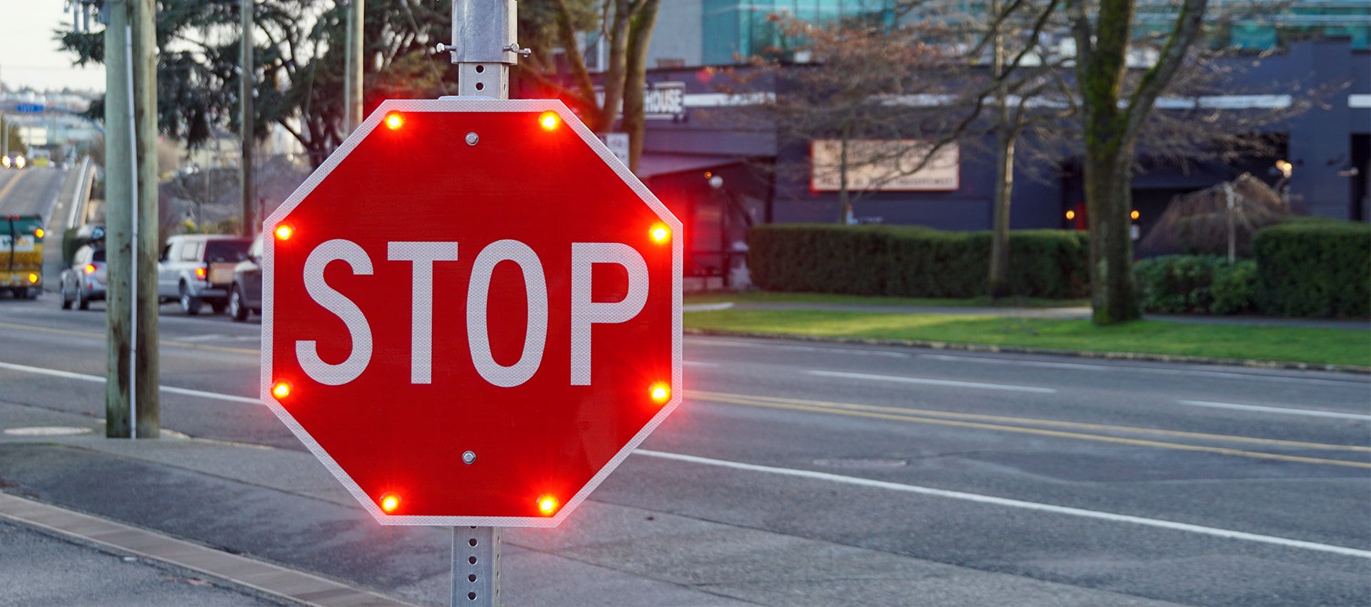 solar powered led enhanced stop sign application banner