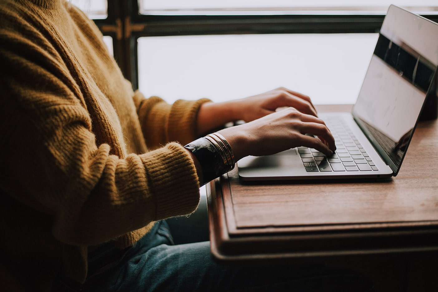 remote working on laptop